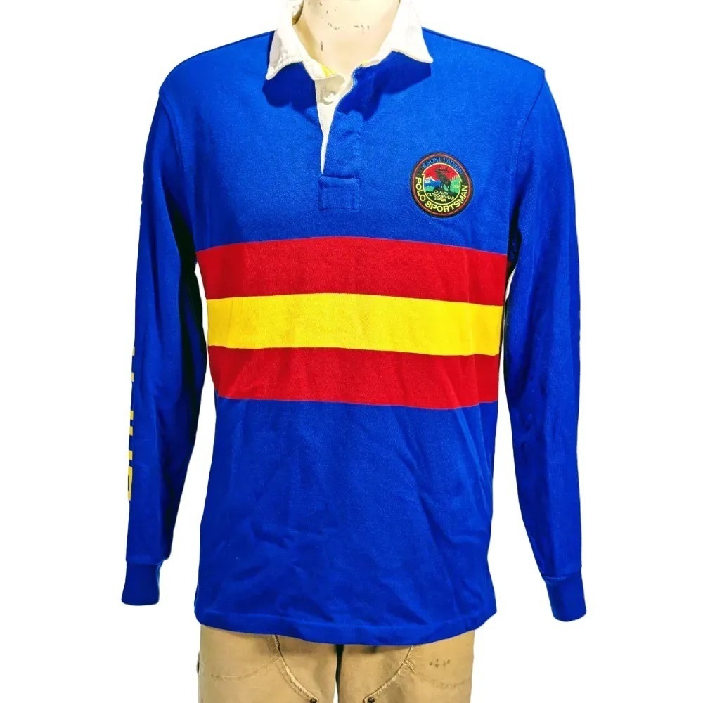 Polo Ralph Lauren Polo Country Sportsman Explorer Cotton Rugby Shirt Sz L EUC